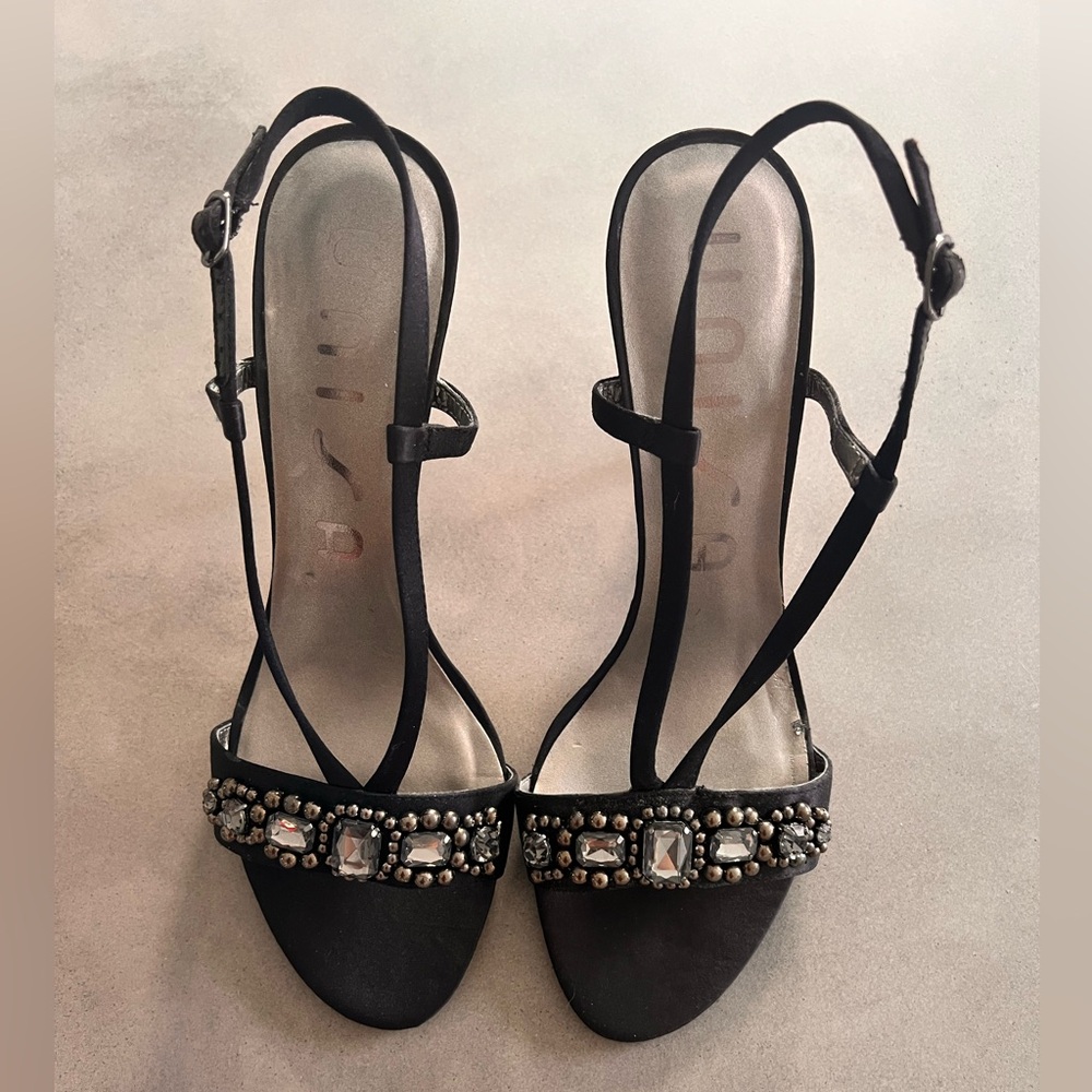 Unisa Elegant Black Embellished Women's Heels, Size 9 ½